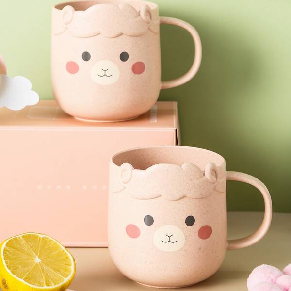

1pc Cartoon Bear Print Cup, Pink
