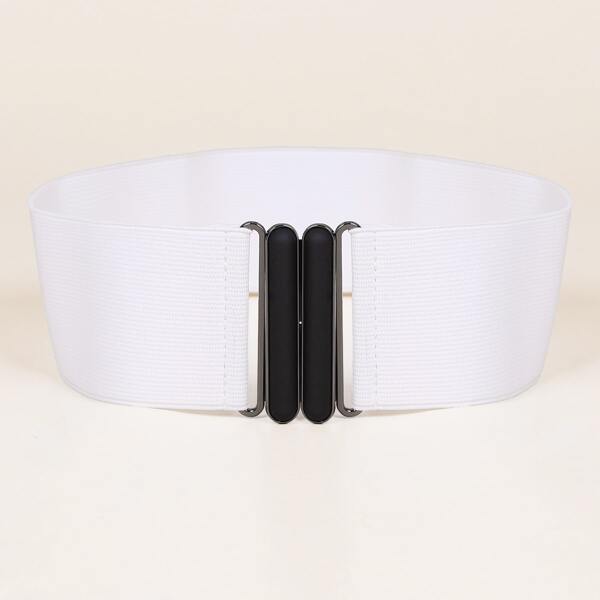 

Plain Elastic Wide Belt, White