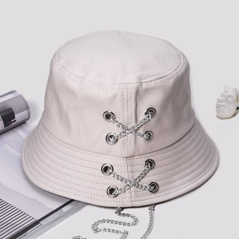 

Guys Chain Decor Bucket Hat, Beige