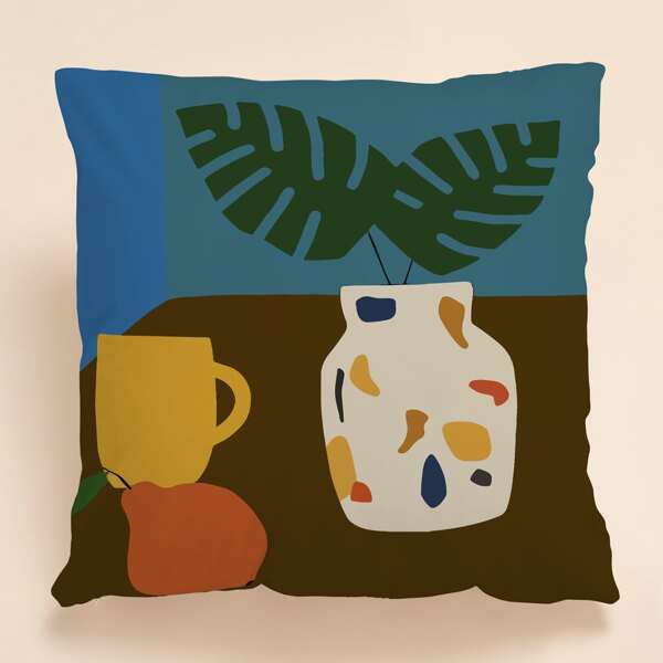 

Vase Print Cushion Cover Without Filler, Multicolor