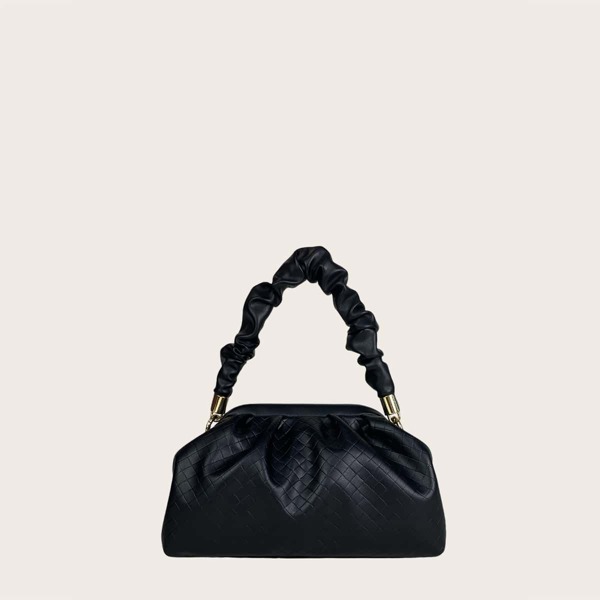 

Braided Ruched Bag, Black