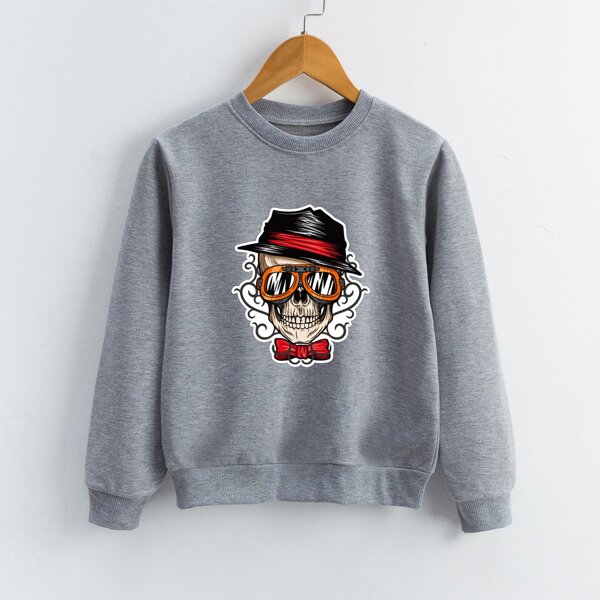 

Boys Skull Print Sweatshirt, Grey