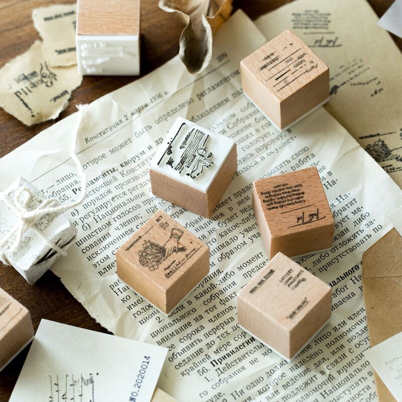 

1pc Random Pattern Wooden Stamp, Khaki