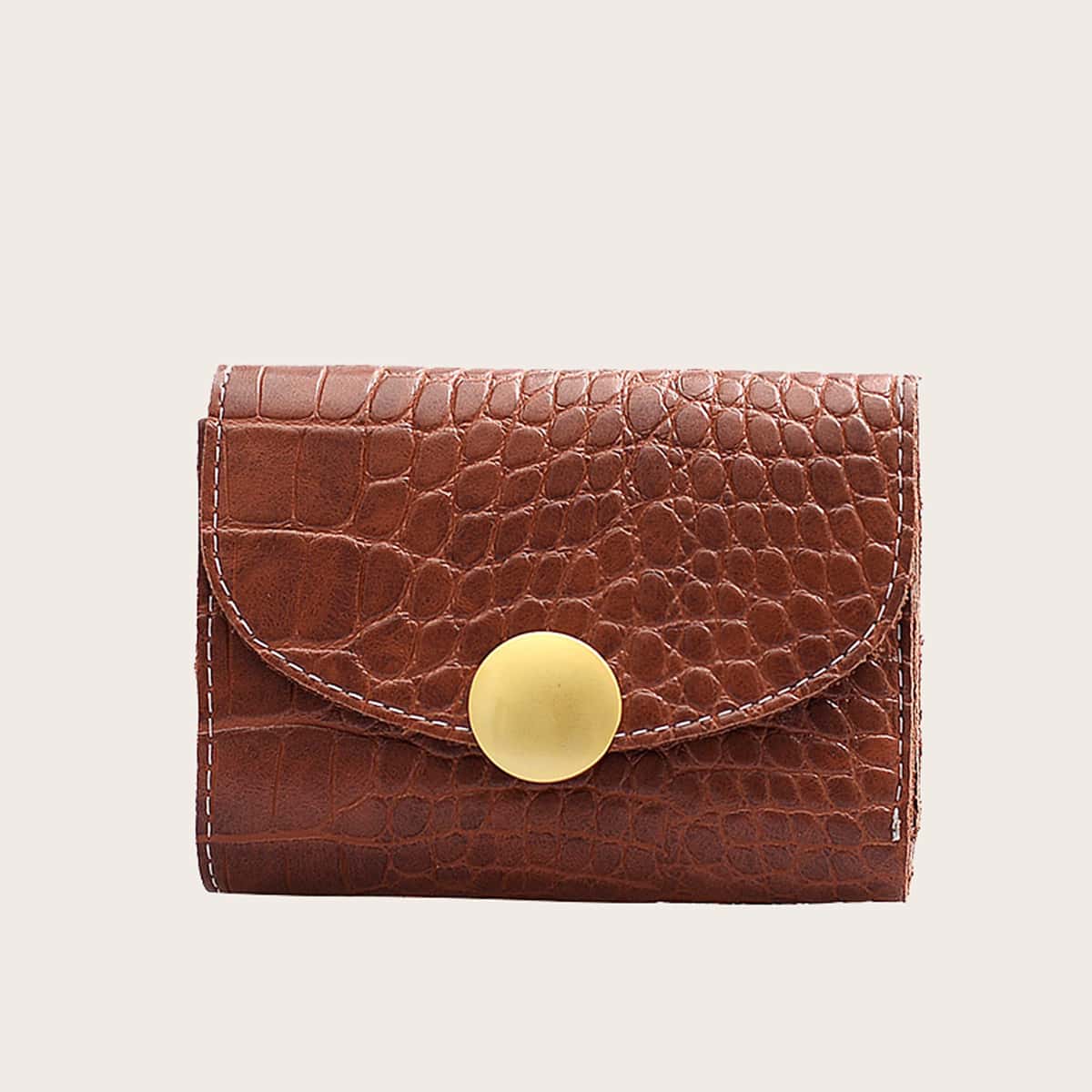 

Croc Embossed Purse, Brown