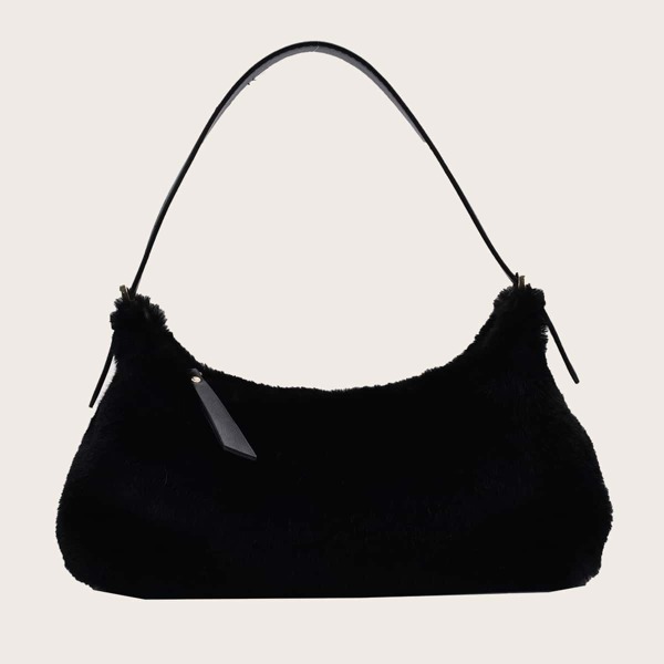 

Simple Fluffy Shoulder Bag, Black