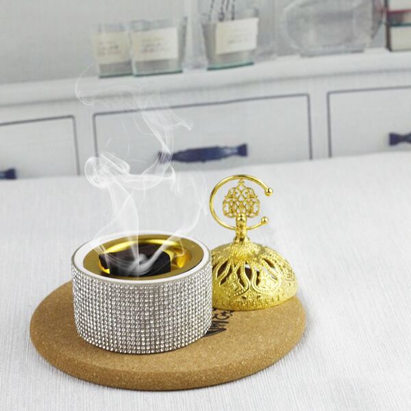 

1pc Rhinestone Decor Incense Burner, Silver