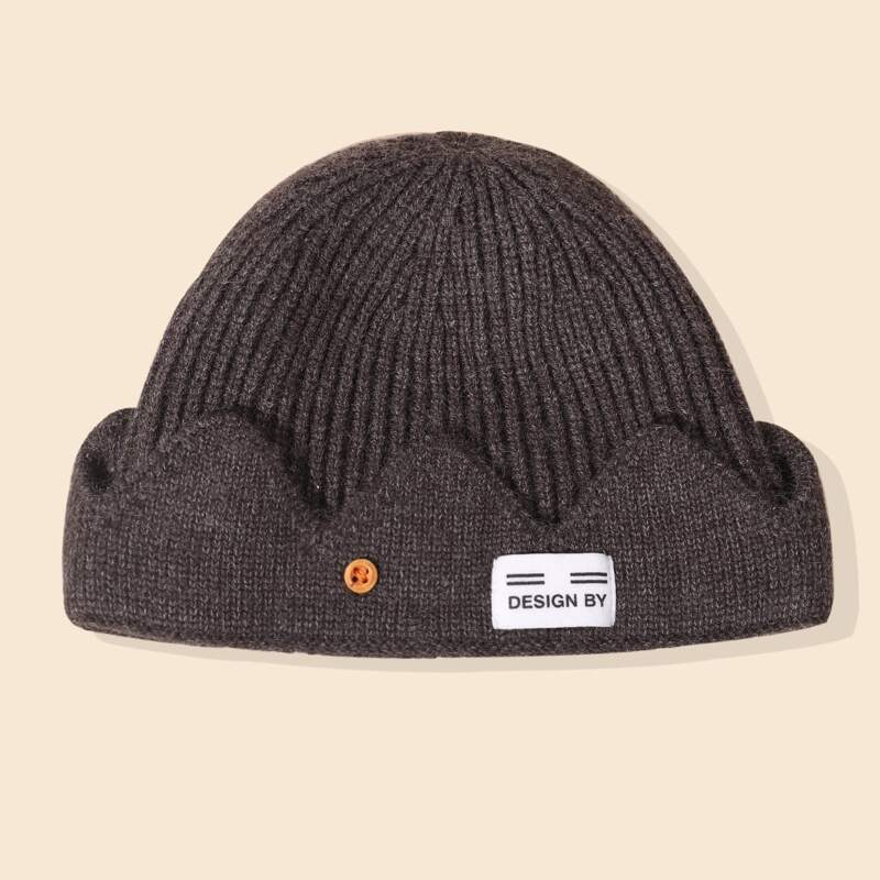 

Guys Cloth Label Decor Beanie, Grey