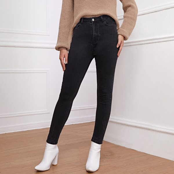 

High Waist High Stretch Skinny Jeans, Black