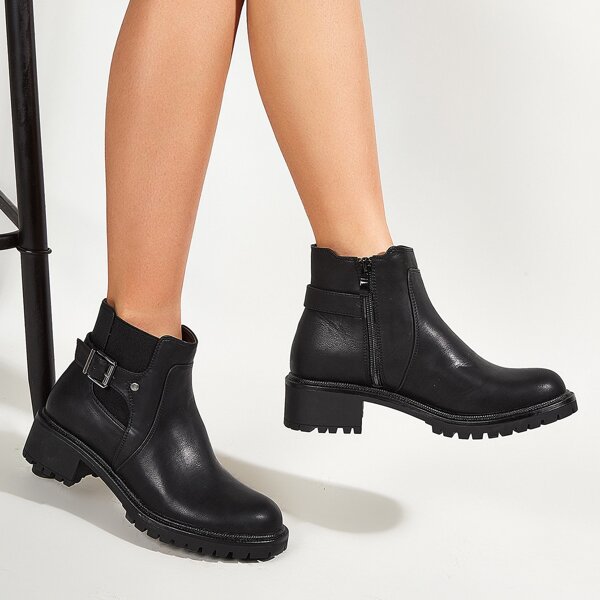 

Buckle Decor Chelsea Boots, Black