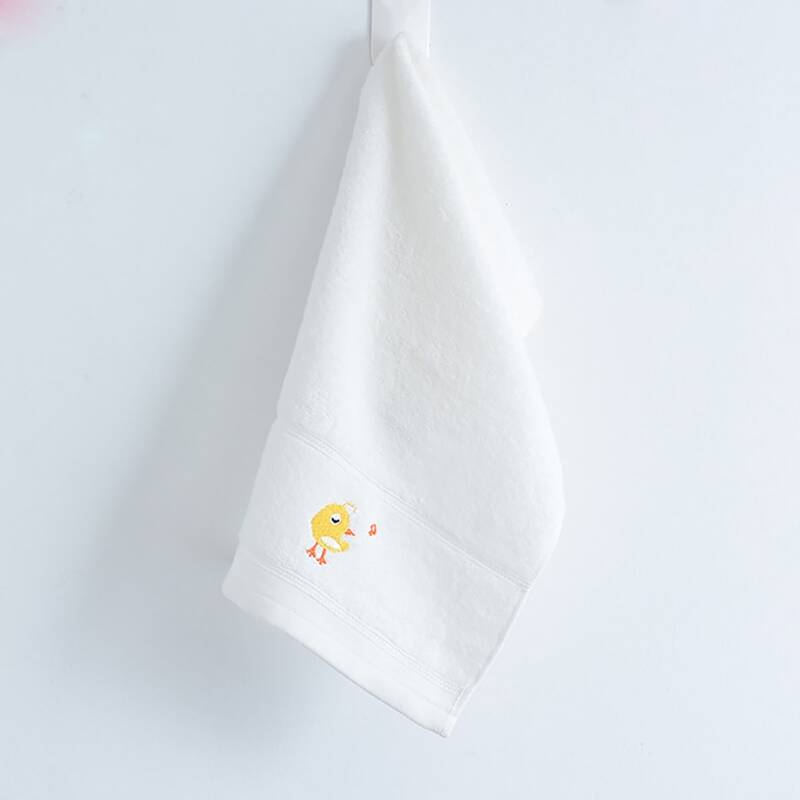 

Kids Cartoon Embroidery Towel, White