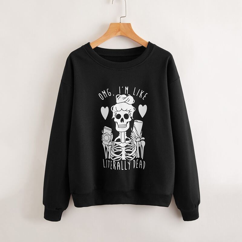 

Letter Skull Graphic Sweatshirt, Black