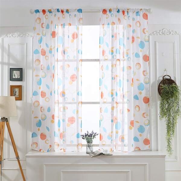 

Graphic Print Single Panel Sheer Curtain, Multicolor