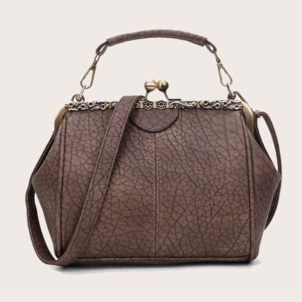 

Kiss Lock Satchel Bag, Brown