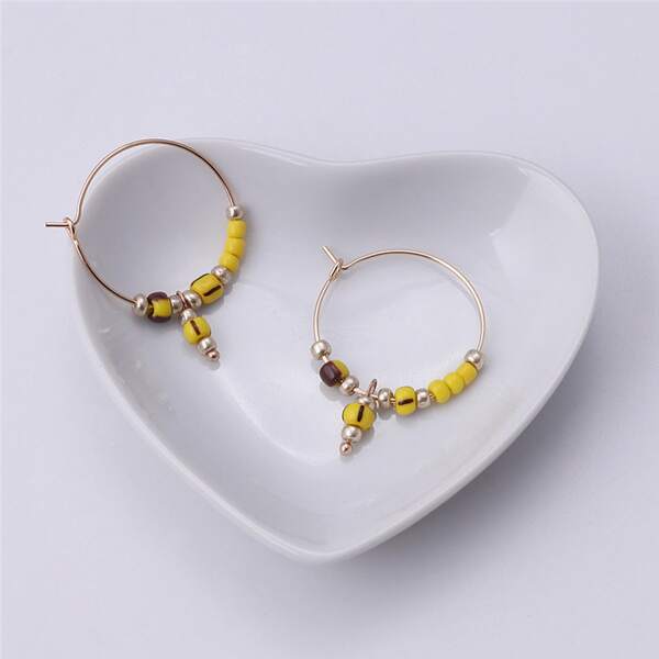 

Bead Decor Earrings, Yellow