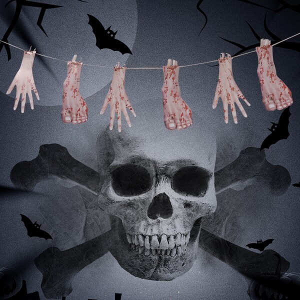 

1pc Halloween Hands & Feet Pull Flag, Multicolor