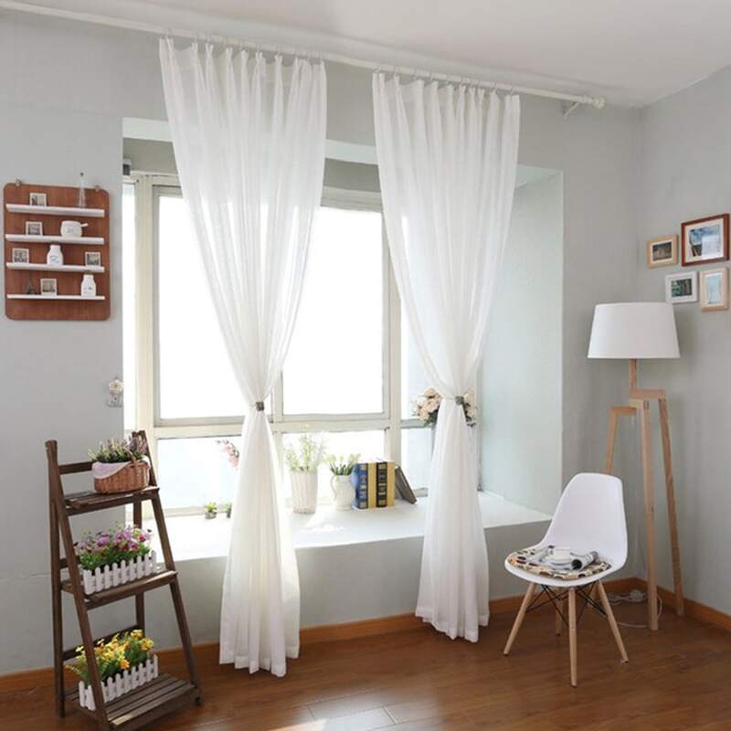 

Plain Single Panel Sheer Curtain, White