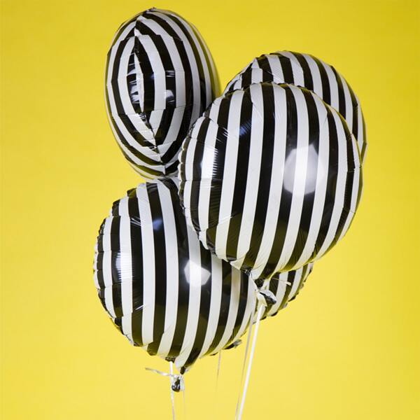 

5pcs Striped Pattern Balloon, Black and white