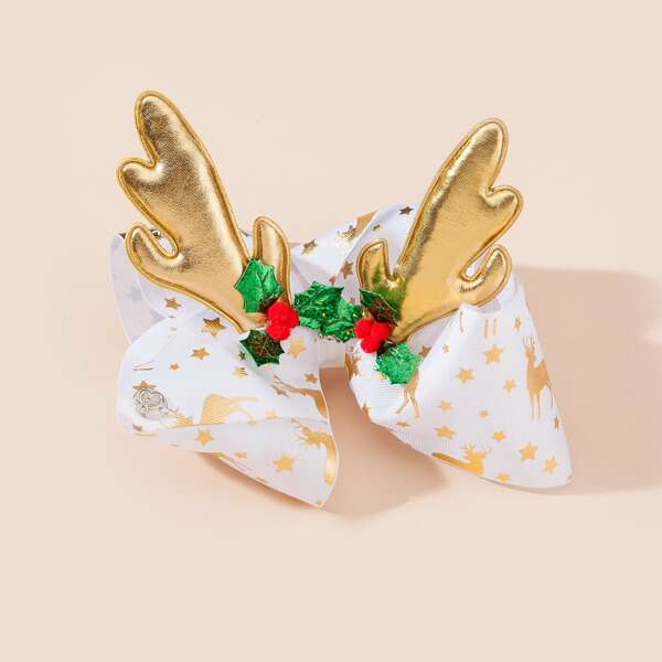 

Toddler Girls Christmas Bow Decor Hair Clip, Multicolor