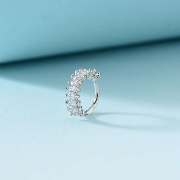

Rhinestone Decor Nose Ring, Silver