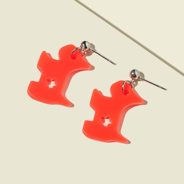 

Cartoon Animal Drop Earrings, Red
