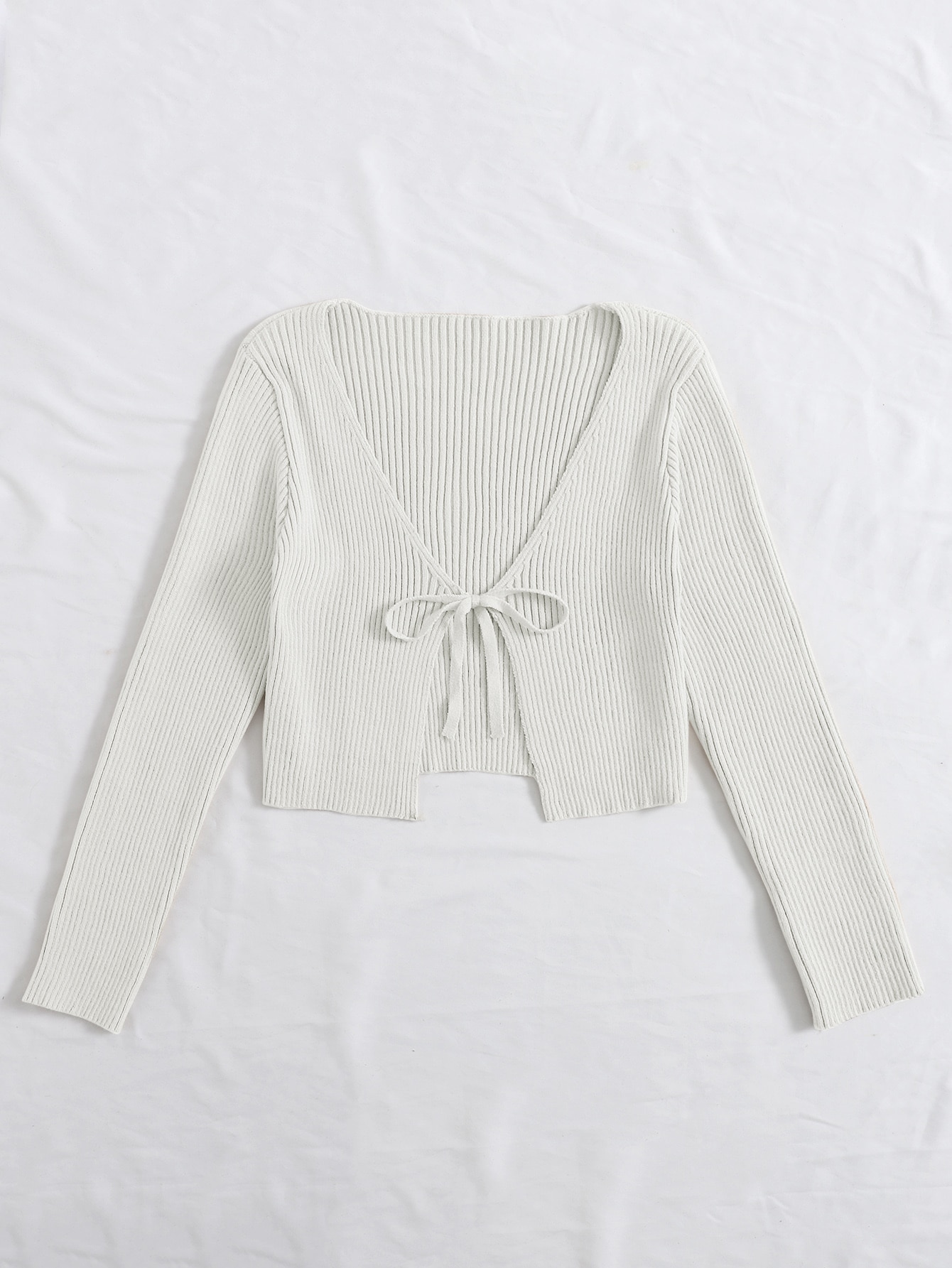 tie front cardigan shein