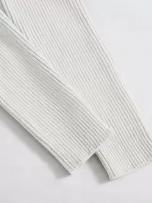 SHEIN EZwear Cárdigan de punto acanalado con nudo delantero, Tops de manga larga