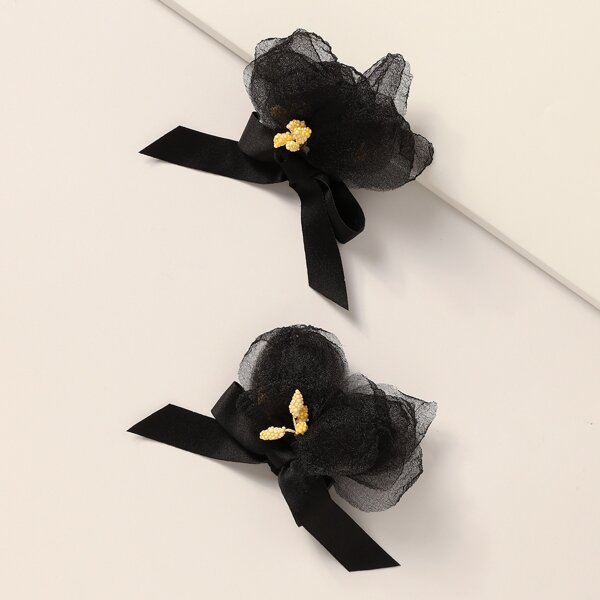 

2pcs Toddler Girls Bow Hair Clip, Black