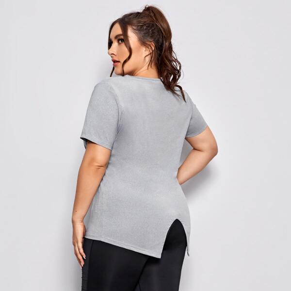 

Plus Split Back High Low Sports Tee & Leggings, Multicolor