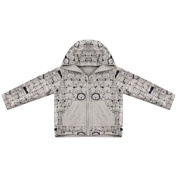 

Toddler Boys Cartoon Graphic Hooded Jacket, Grey