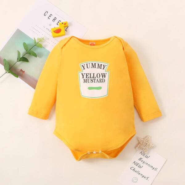 

Baby Girl Letter Graphic Tee Bodysuit, Yellow