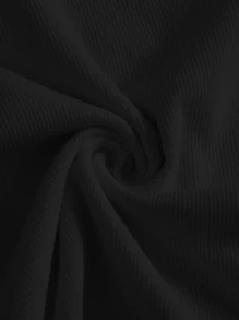 SHEIN EZwear Butterfly Embroidered Lettuce Edge Rib-knit Bodycon Dress