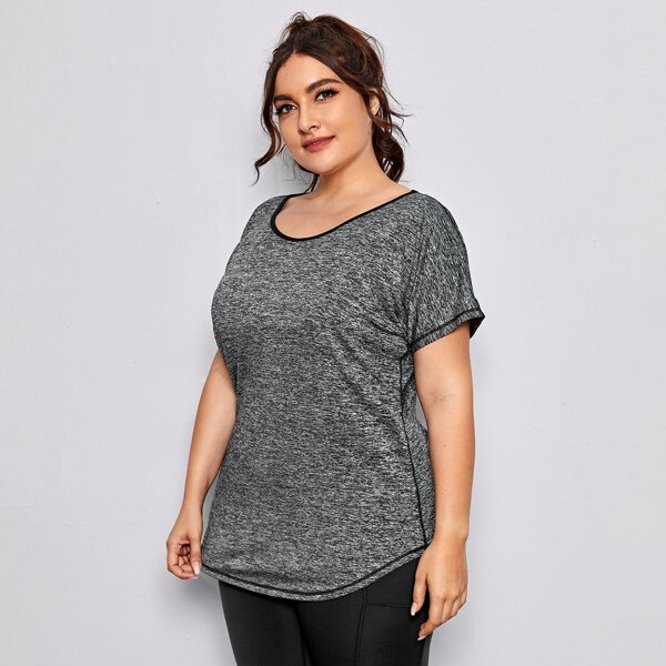 

Plus Space Dye Raglan Sleeve Sports Tee, Dark grey