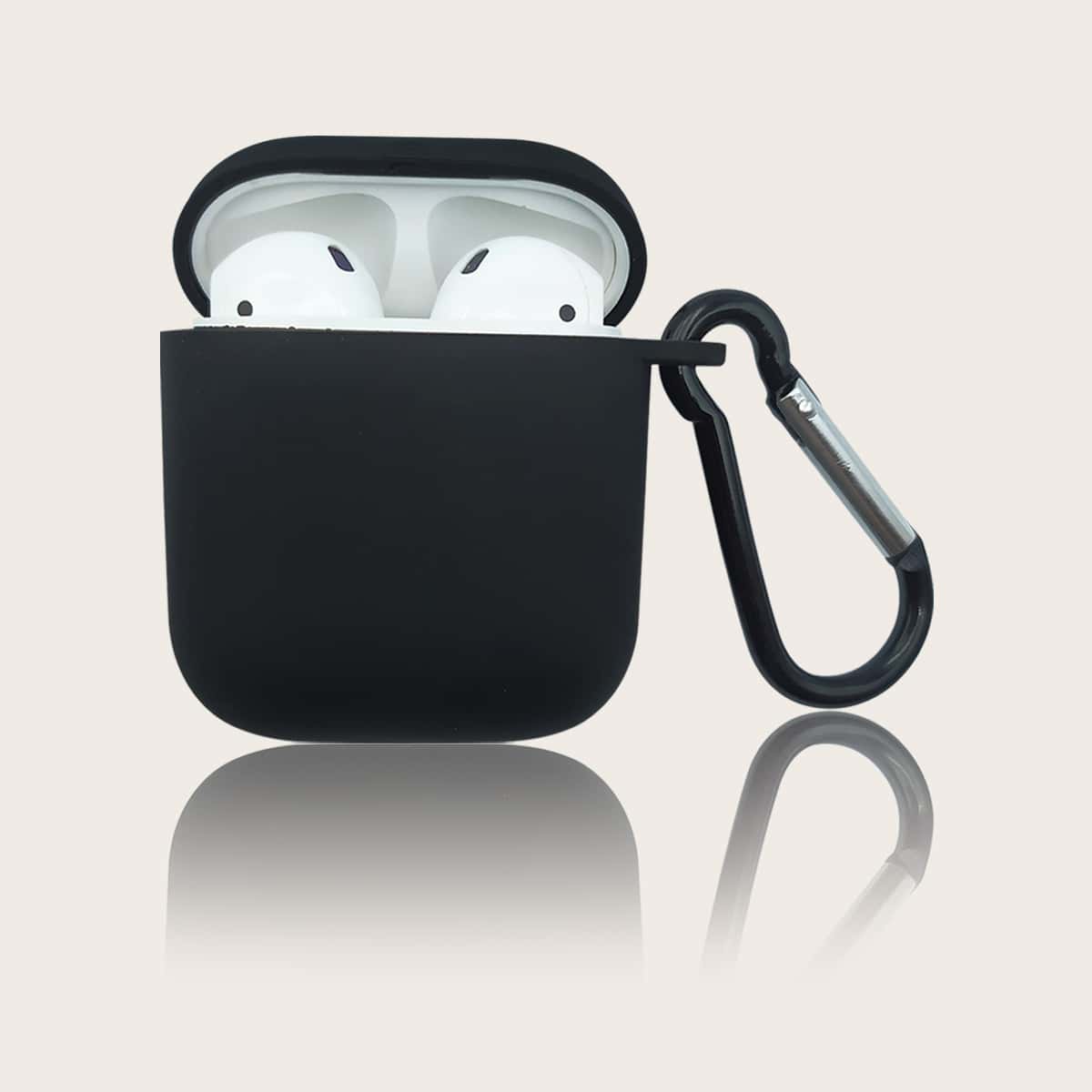 

1pc Solid AirPods Case, Black
