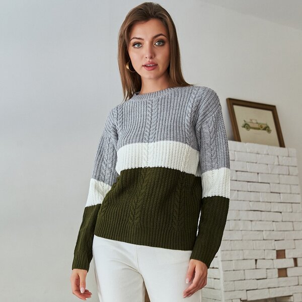 

Color Block Mixed Knit Sweater, Multicolor
