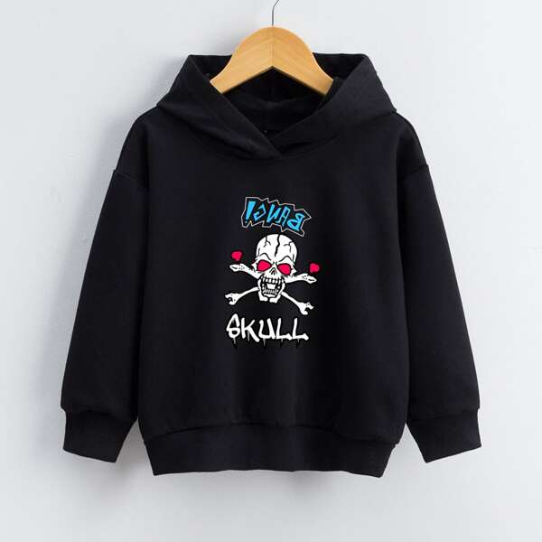 

Boys Halloween Print Hooded Sweatshirt, Black
