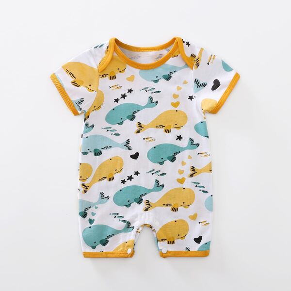 

Baby Boy Cartoon Graphic Popper Romper, Multicolor