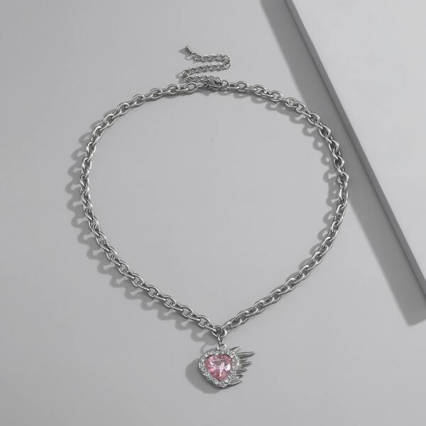 

Gemstone Heart Pendant Necklace, Silver