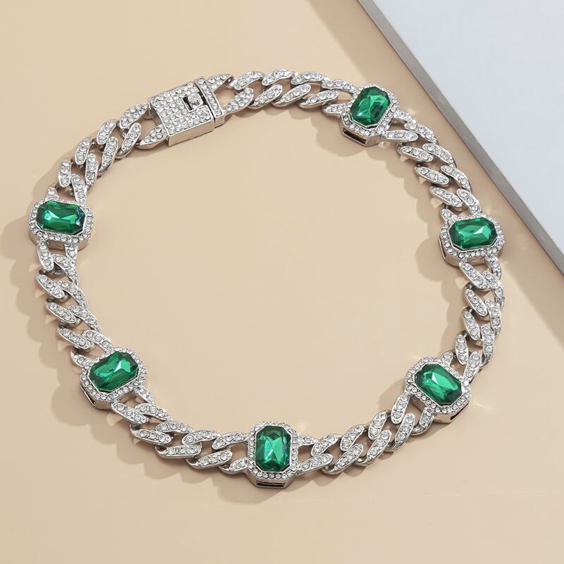 

Gemstone Decor Chain Necklace, Multicolor