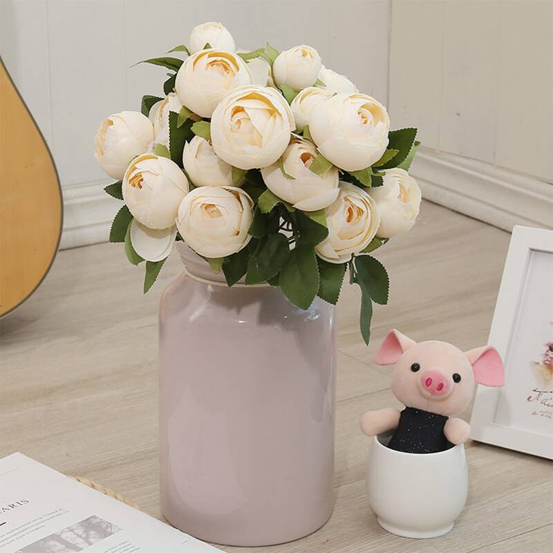 

1bunch Artificial Peony With 10pcs Head, Beige