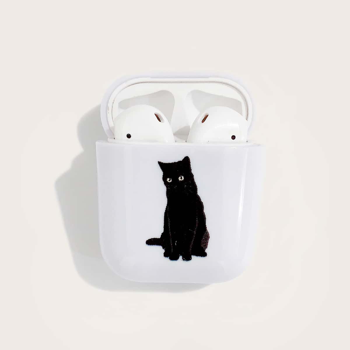 

Cat Pattern Airpods Case, White