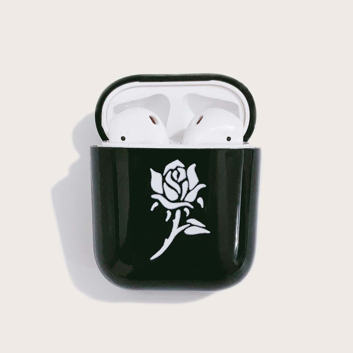 

Flower Pattern Airpods Case, Black