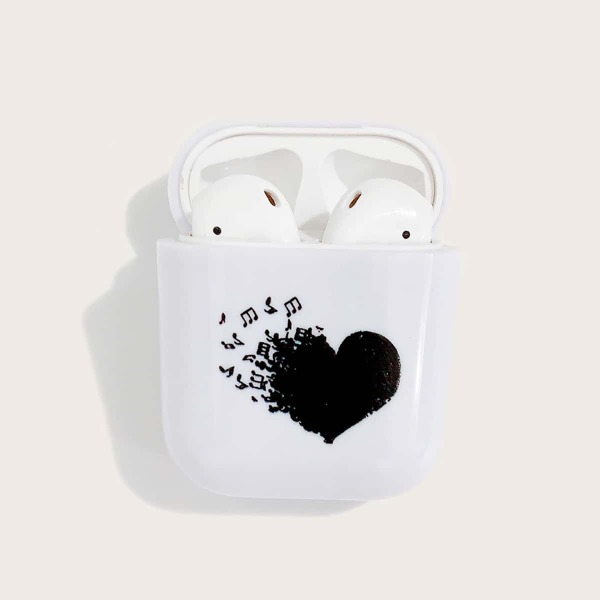 

Heart Pattern Airpods Case, White