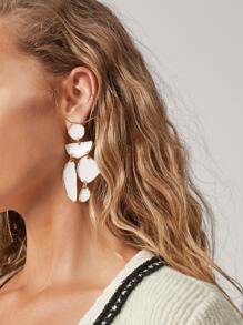 Mydear Pendientes geométricos - Blanco - Ver 5