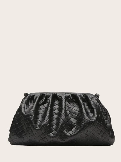 Woven Ruched Clutch Bag