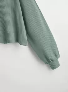 SHEIN Essnce Solid Rib Knit Tee - Mint Green - View 4