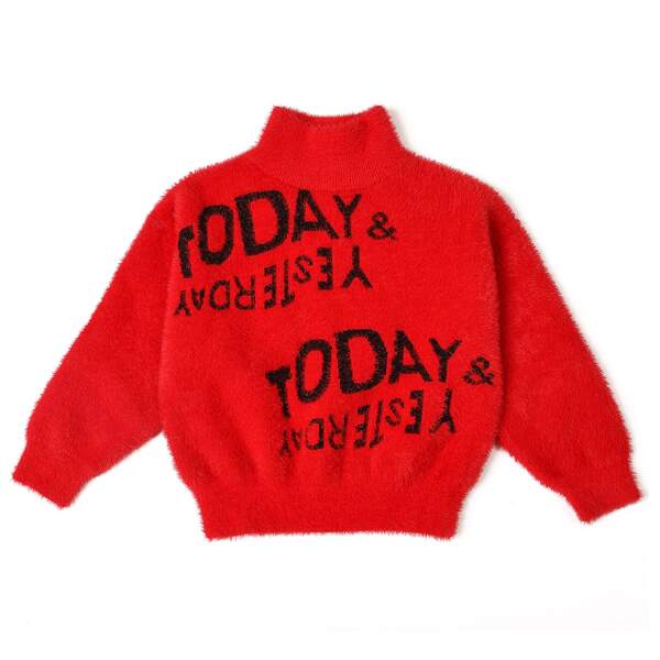 

Toddler Boys High Neck Letter Graphic Sweater, Red