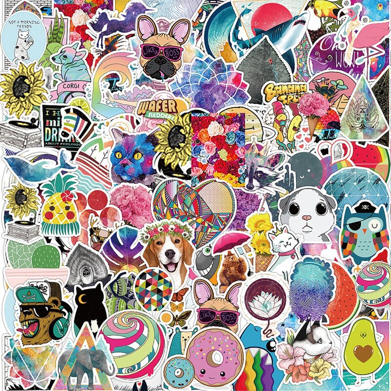 

100pcs Animal Print Sticker, Multicolor