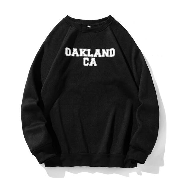

Men Letter Graphic Raglan Sleeve Sweatshirt, Black