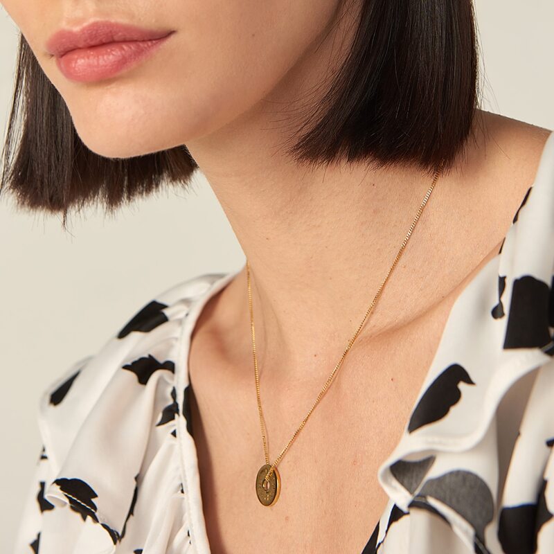 

Round Charm Necklace, Gold