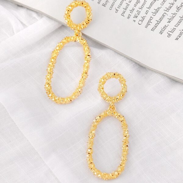 

Gold Tiered Hoop Drop Earrings